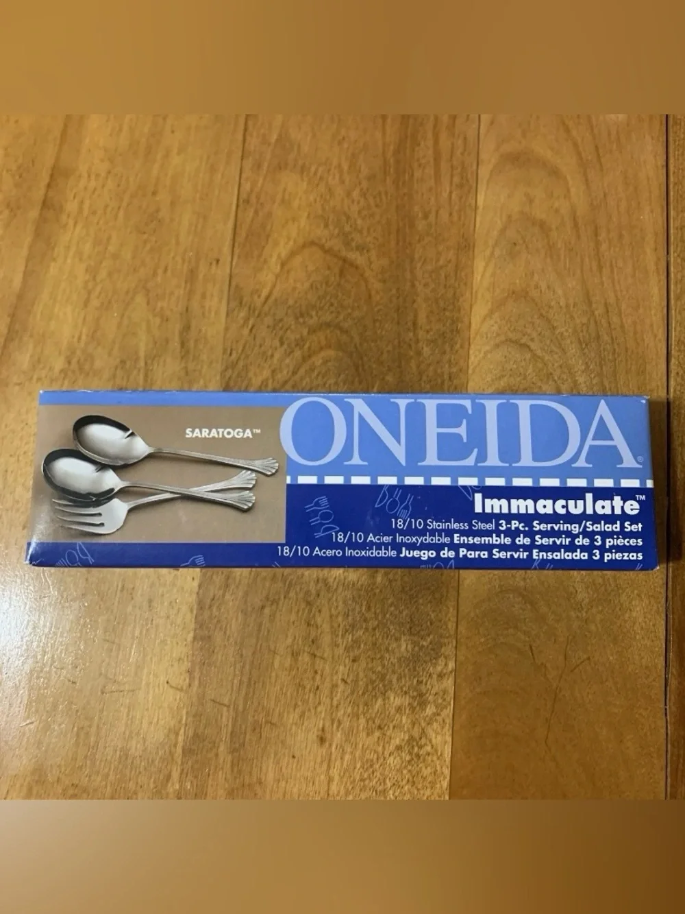 3 pc set Oneida SARATOGA Flatware Casserole Spoons & Cold Meat Serving Fork NEW
